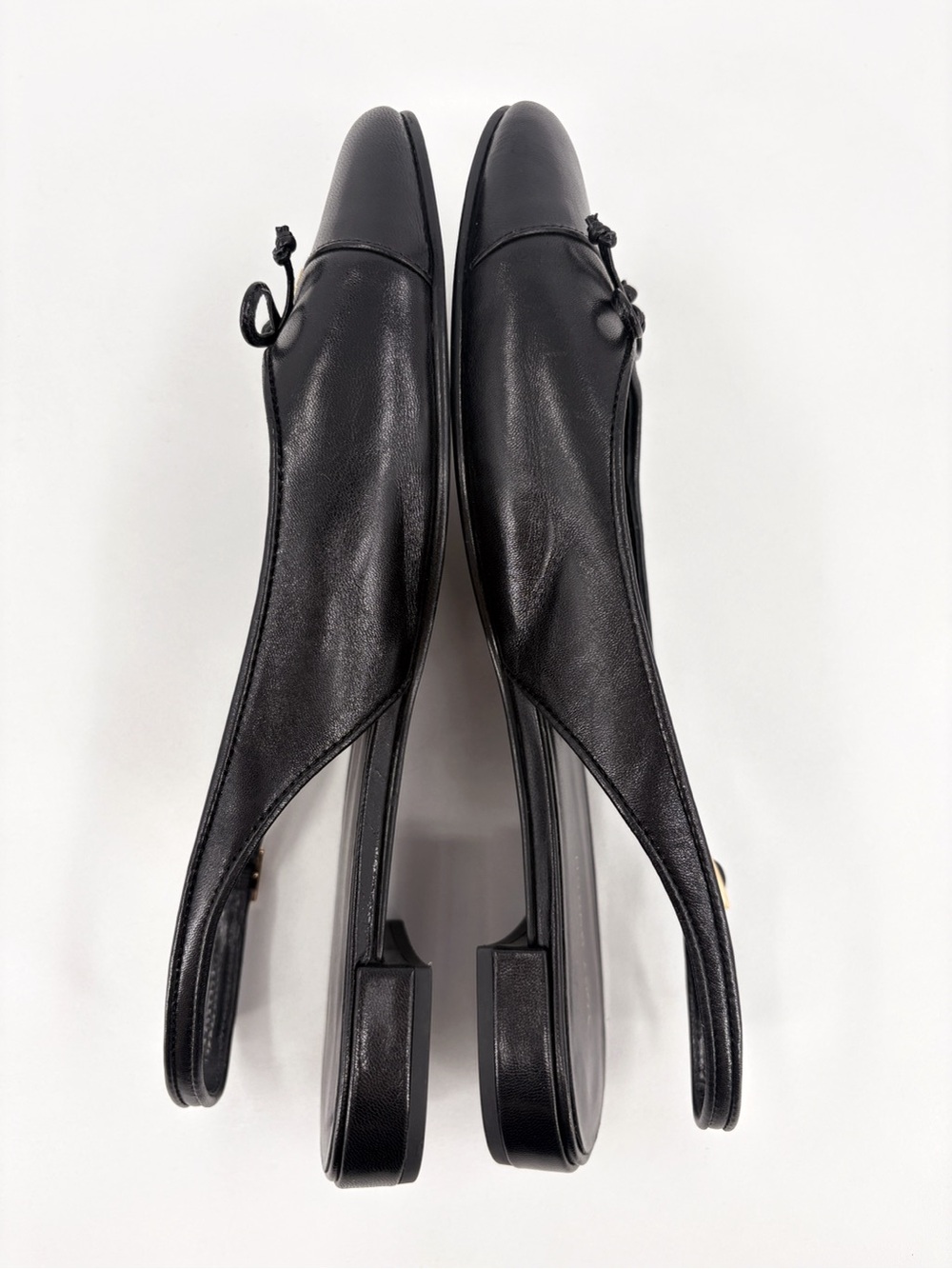 TORY BURCH Black Leather Cap Toe Slingback Ballet Flats 8.5 - Picture 10 of 16